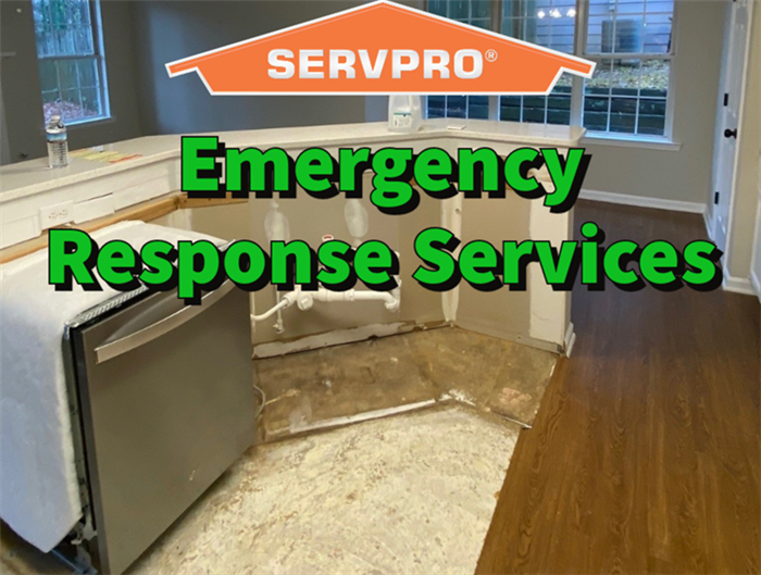 A kitchen that required emergency response services after a water leak.